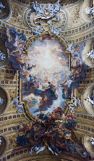 Giovanni Battista Gaulli Called Baccicio The Worship of the Holy Name of Jesus, with Gianlorenzo Bernini, on the ceiling of the nave of the Church of the Jesus in Rome. oil painting image